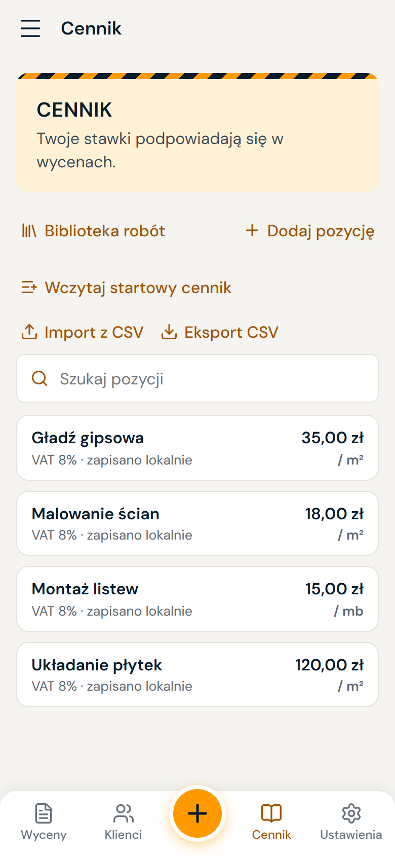 Własny cennik